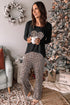 Leopard Heart Print Long Sleeve Top And Pants Loungewear